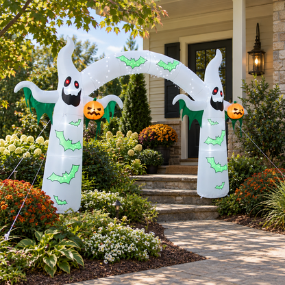 12 ft Inflatable Ghost and Bat Yard Decor with Lights