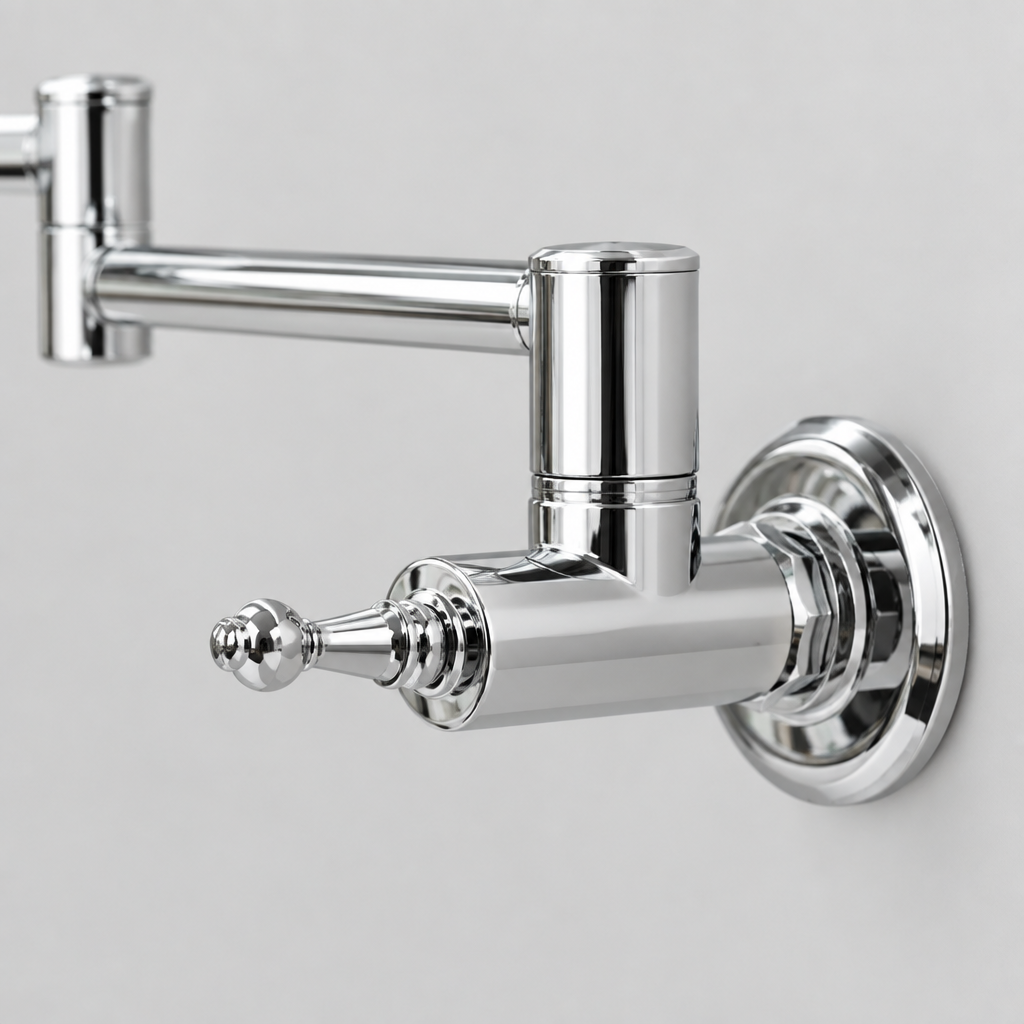 Wall Mount Folding Pot Filler Faucet, 21 in Reach, Chrome