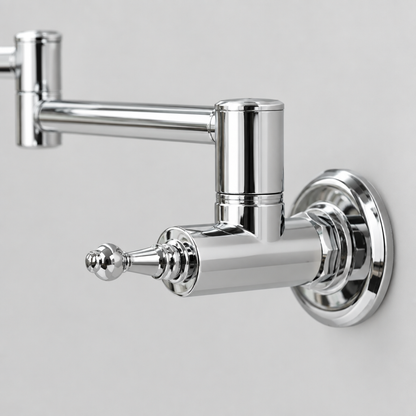 Wall Mount Folding Pot Filler Faucet, 21 in Reach, Chrome