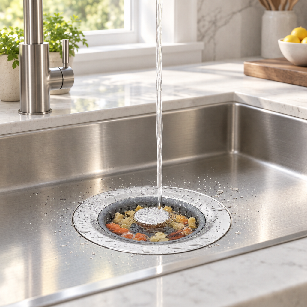 3 in 1 Kitchen Sink Drain Strainer and Stopper, Silver
