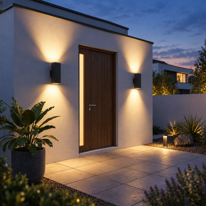 14 in Outdoor Wall Sconce, 2-Pack, Matte Black
