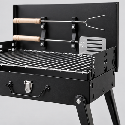 Foldable Portable Charcoal Grill with Carry Handles, Black