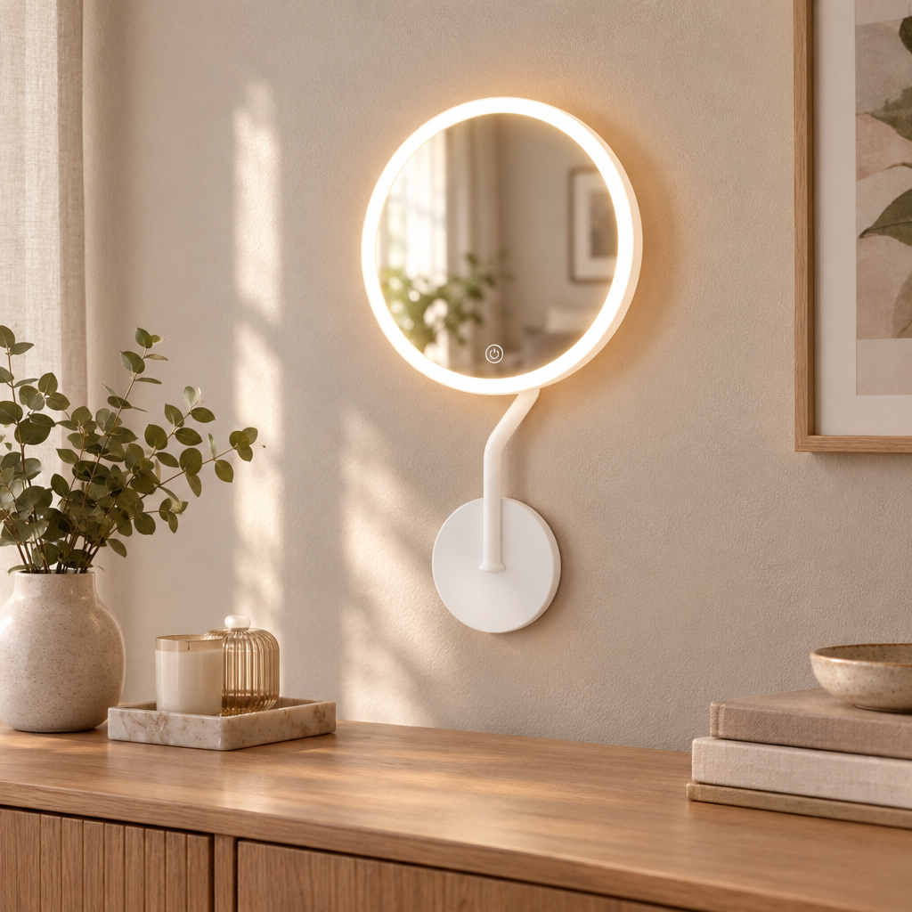 7.5 in Lighted Makeup Mirror with 5X Magnifier, White