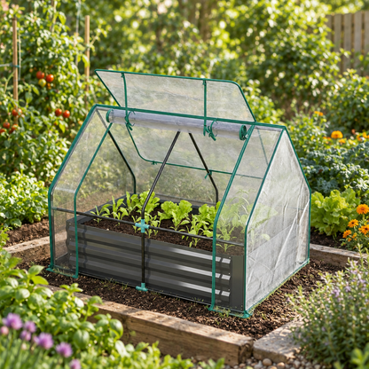 2-in-1 Raised Garden Bed with Mini Greenhouse Cover