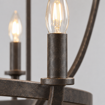 24 Light Metal Candle Chandelier, 39.4 in, Matte Black