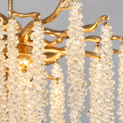 23.6 in Gold Pendant Light with Cascading Crystal Strands
