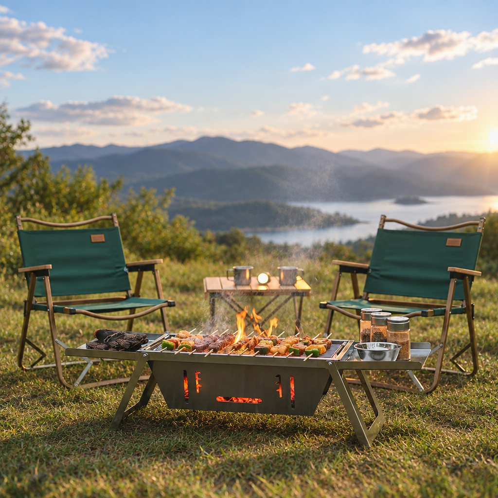 3 in 1 Foldable Charcoal Grill, Fire Pit and Slow Cooker