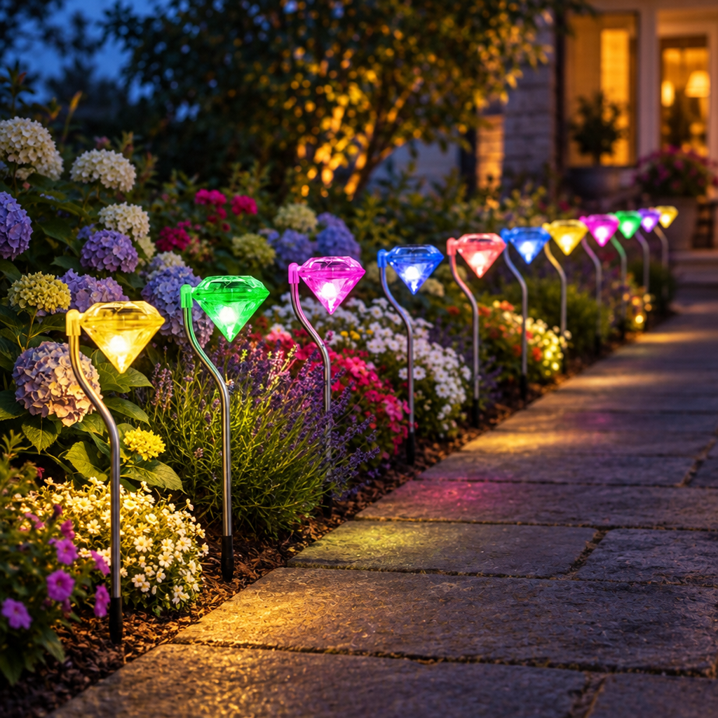 4 Pack Diamond Solar Garden Stake Lights, IP65
