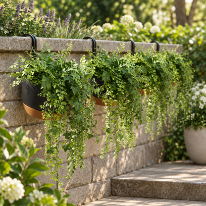 4 Pack 9.64 in Hanging Planters with Drip Trays, Gray