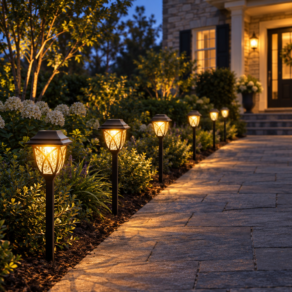 Solar Garden Stake Lights, Warm Yellow LED, 6 Pack