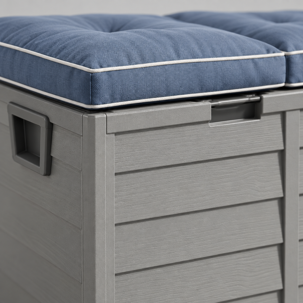 Outdoor Storage Deck Box with Wheels, Gray