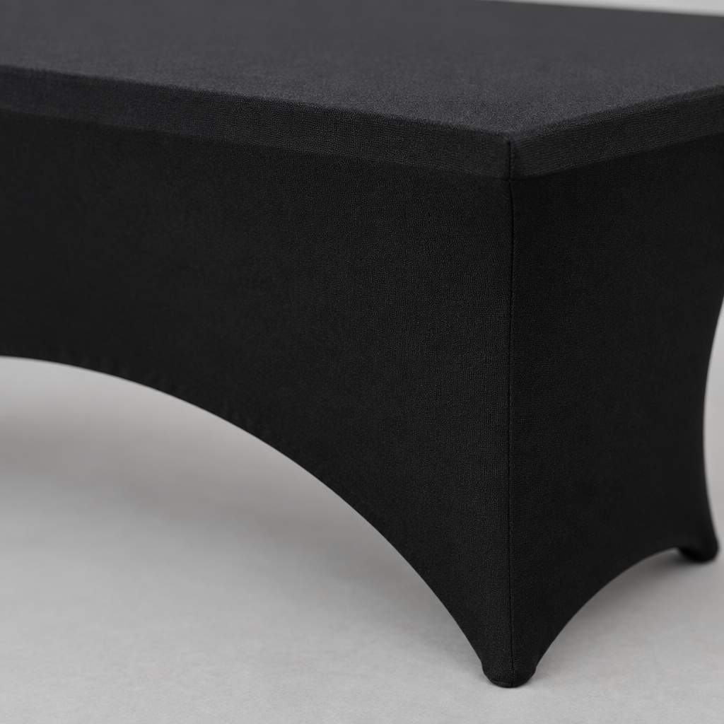 10 Pack Fitted Stretch Table Covers for 6 ft Tables, Black