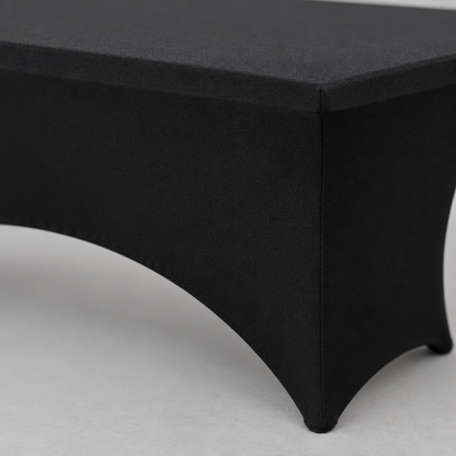 10 Pack Fitted Stretch Table Covers for 6 ft Tables, Black