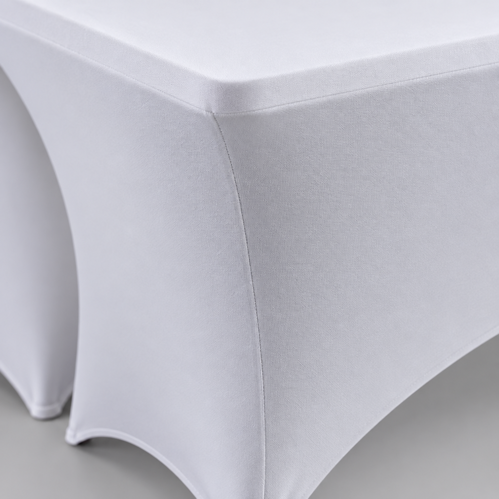 6 Pack Fitted Stretch Table Covers for 8 ft Tables, White