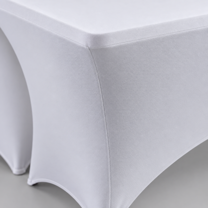 6 Pack Fitted Stretch Table Covers for 8 ft Tables, White