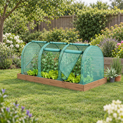 106.25 x 47.25 in Crop Cage with 3 Zippered Doors, Green
