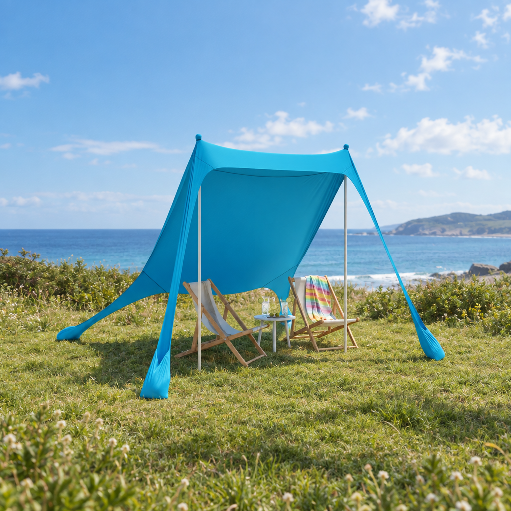 7.5 x 7.5 ft Beach Canopy, 6.6 ft Tall, Black