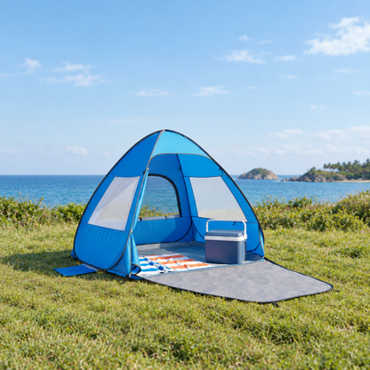 2 Person Pop-Up Beach Tent Sun Shelter, Black