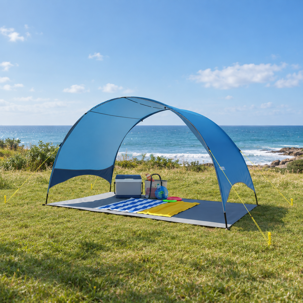 4 Person Beach Tent Sun Shelter with Ground Stakes