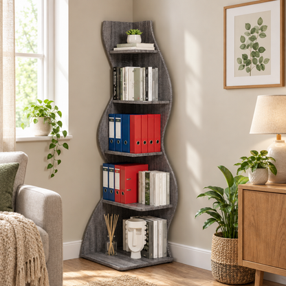 5-Tier Bookshelf and Storage Rack, Grey
