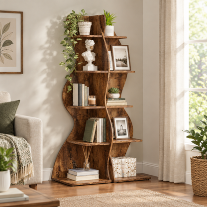 5-Tier Bookshelf and Storage Rack, Brown