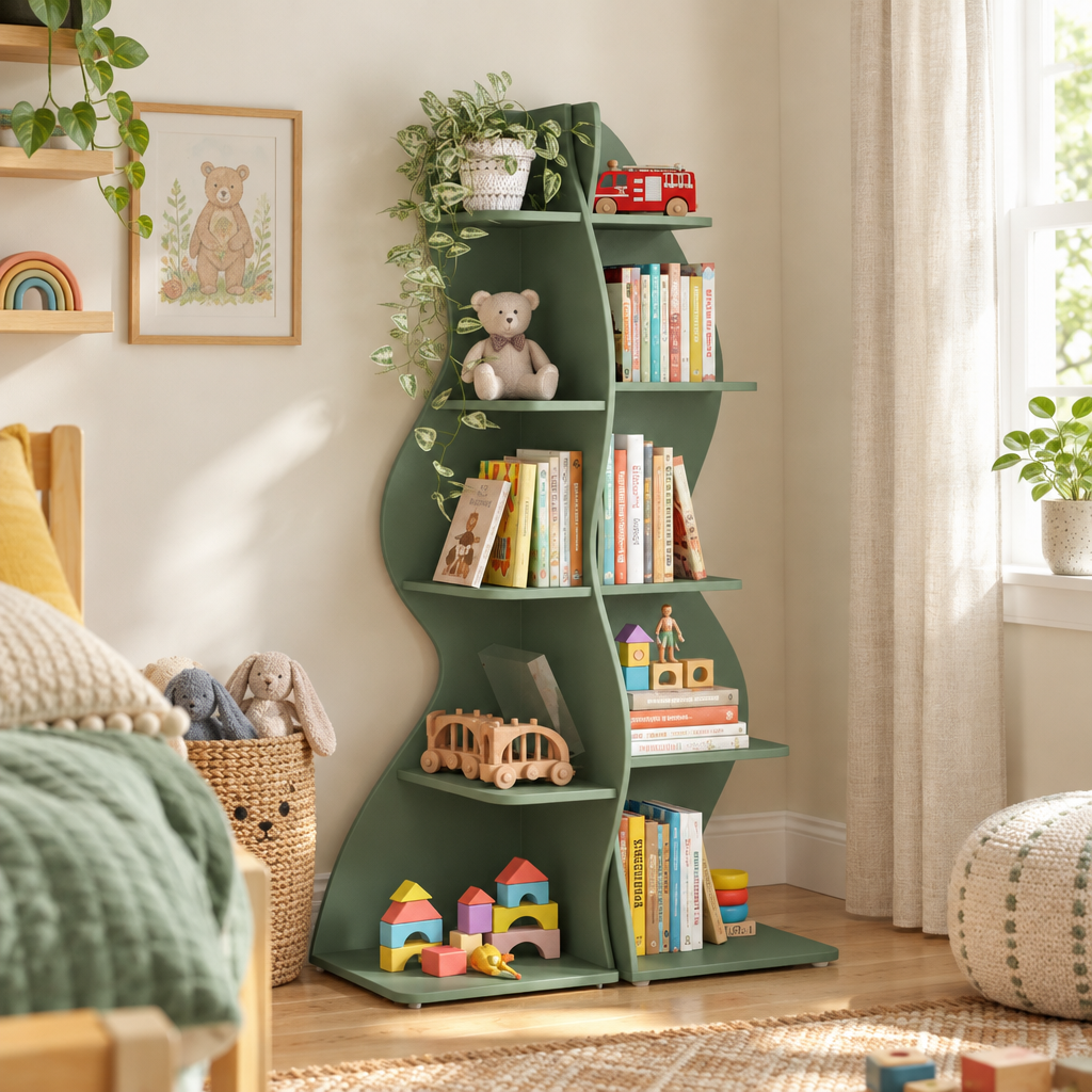 5-Tier Bookshelf and Storage Rack, Sage Green