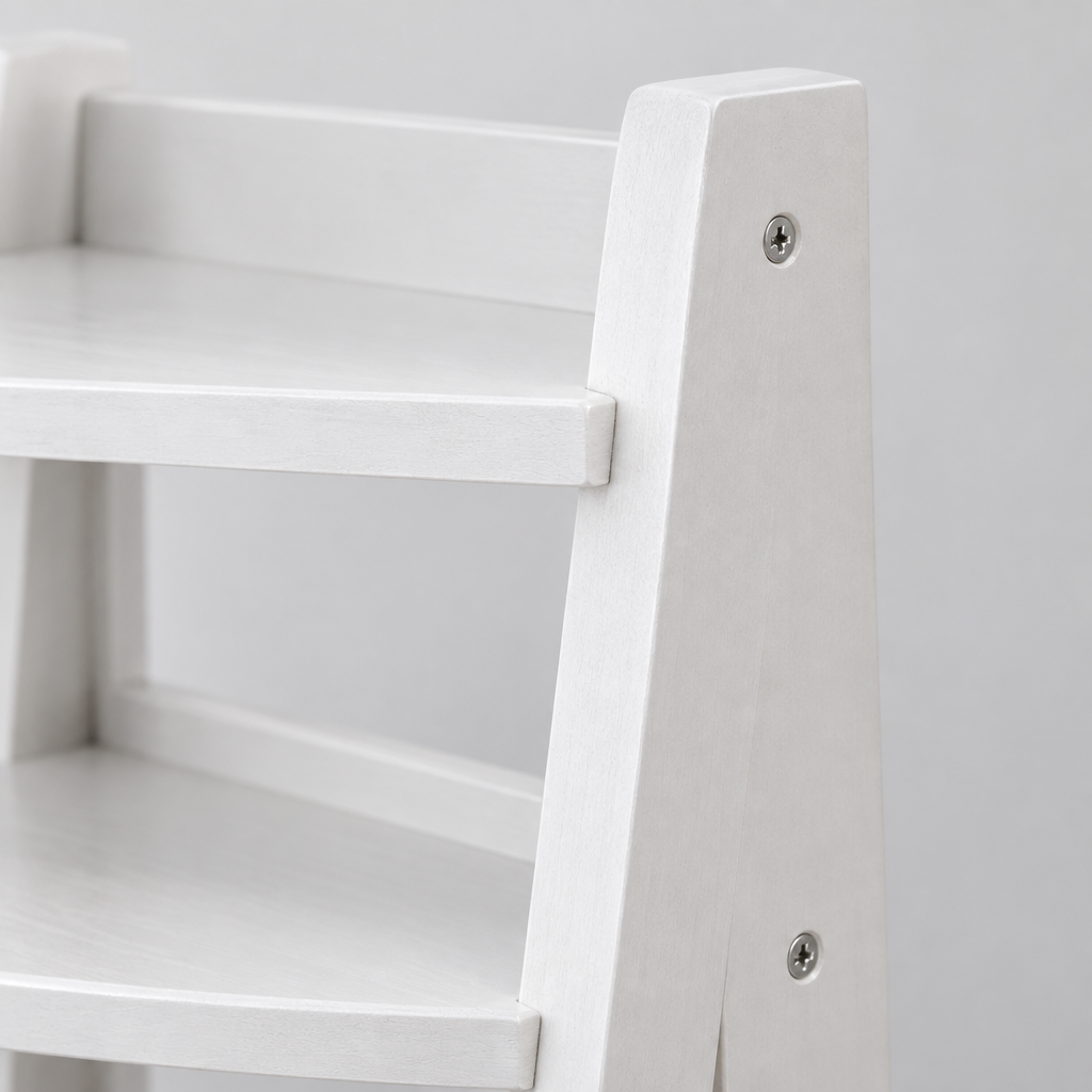 5-Tier White Corner Shelf with Metal Frame