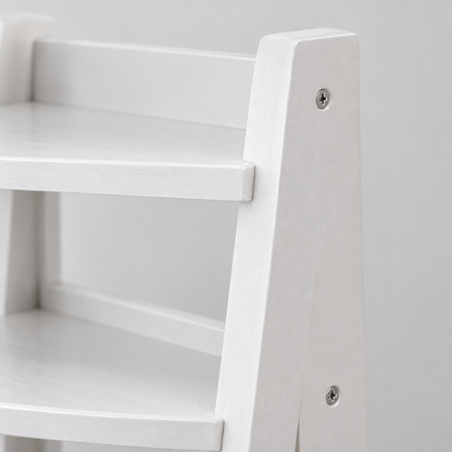 5-Tier White Corner Shelf with Metal Frame
