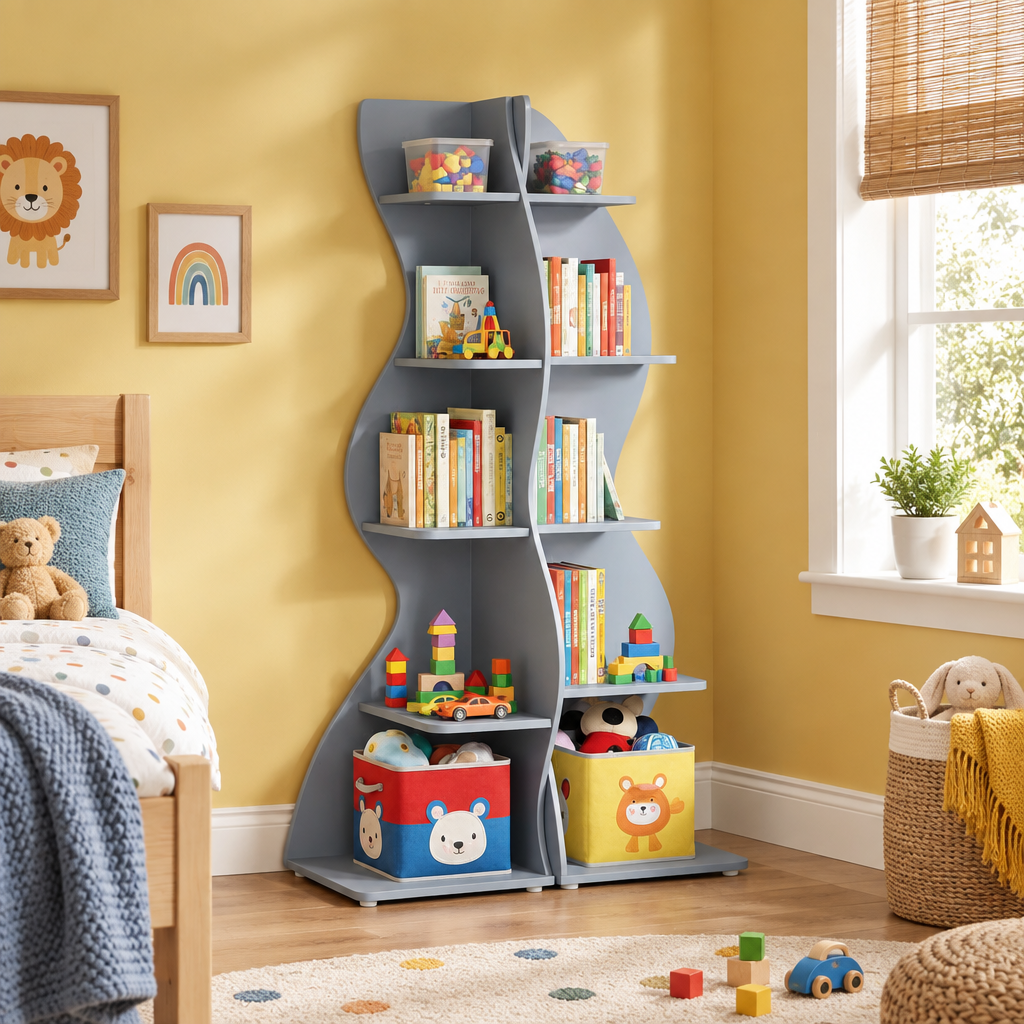 5-Tier Shelving Unit with Adjustable Shelves, Blue