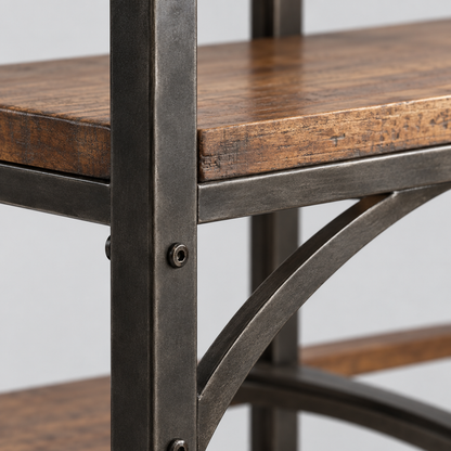 9-Shelf Half-Moon Etagere Bookcase, Rustic Brown