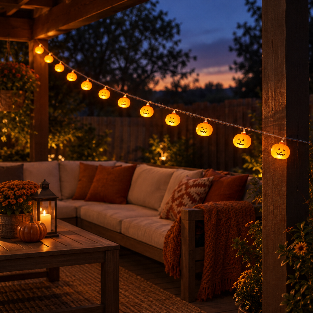 Pumpkin String Lights, 20 LED, 10 ft, Battery Powered