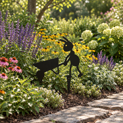 Iron Ant Garden Stake, Outdoor Metal Yard Art