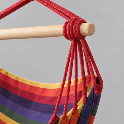 Rainbow Cotton Canvas Hanging Rope Chair with 2 Pillows