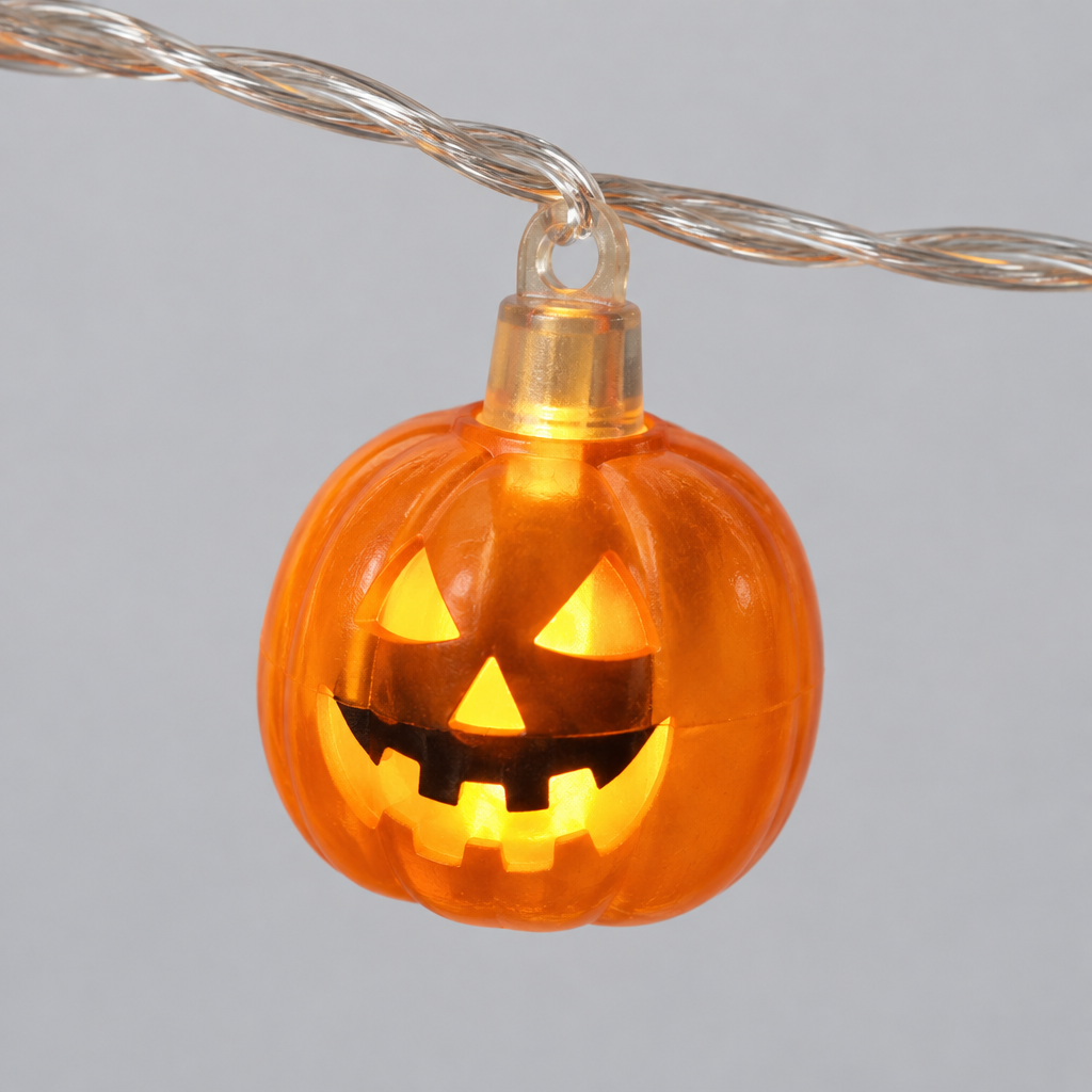 Pumpkin String Lights, 20 LED, 10 ft, Battery Powered
