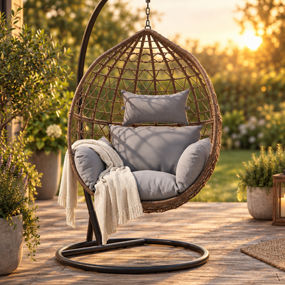 Egg Chair Cushion with Headrest, 39 x 45 in, Solid Colours