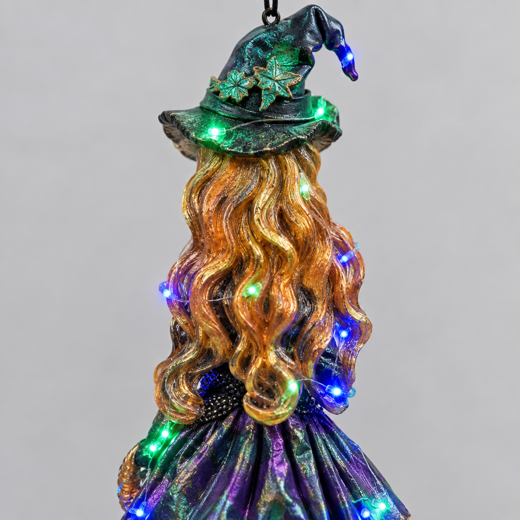Hanging Witch Yard Decorations with String Lights, 4 Pack