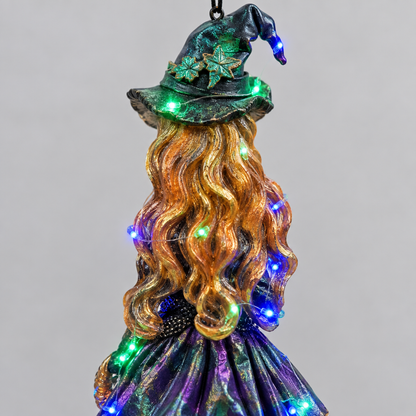 Hanging Witch Yard Decorations with String Lights, 4 Pack