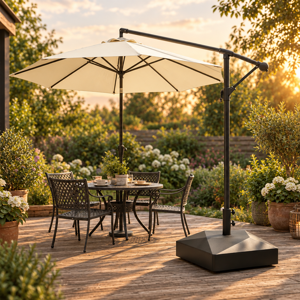 Fillable Rolling Patio Umbrella Base, Black HDPE