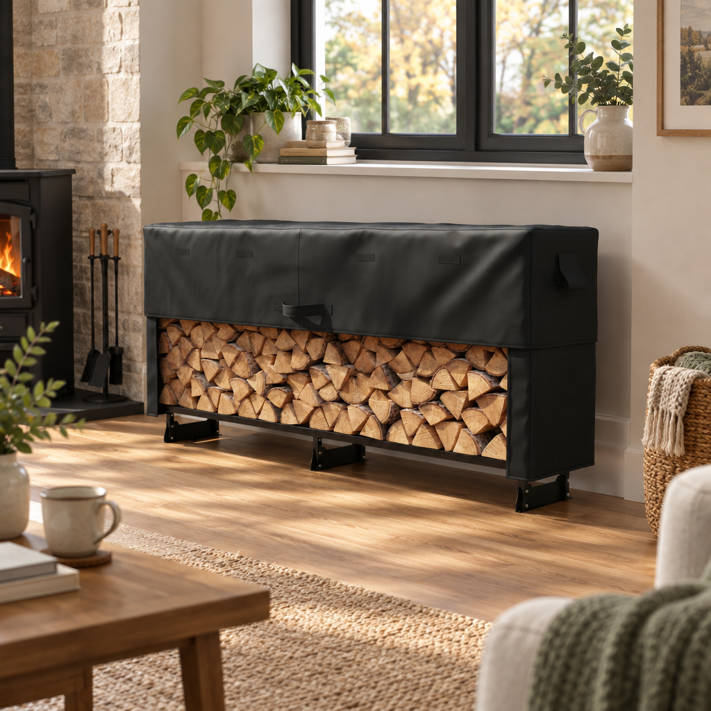 Outdoor Firewood Rack with Weather-Resistant Cover