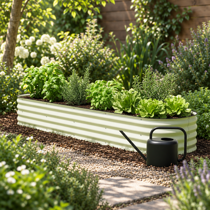 94.5 in Galvanized Raised Garden Bed Kit, Cream