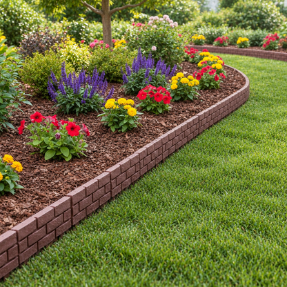 Stone Look Garden Edging Border, 12 Panels, Red