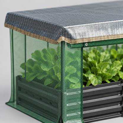 Raised Garden Bed with Crop Cage and Shade Cloth, Gray