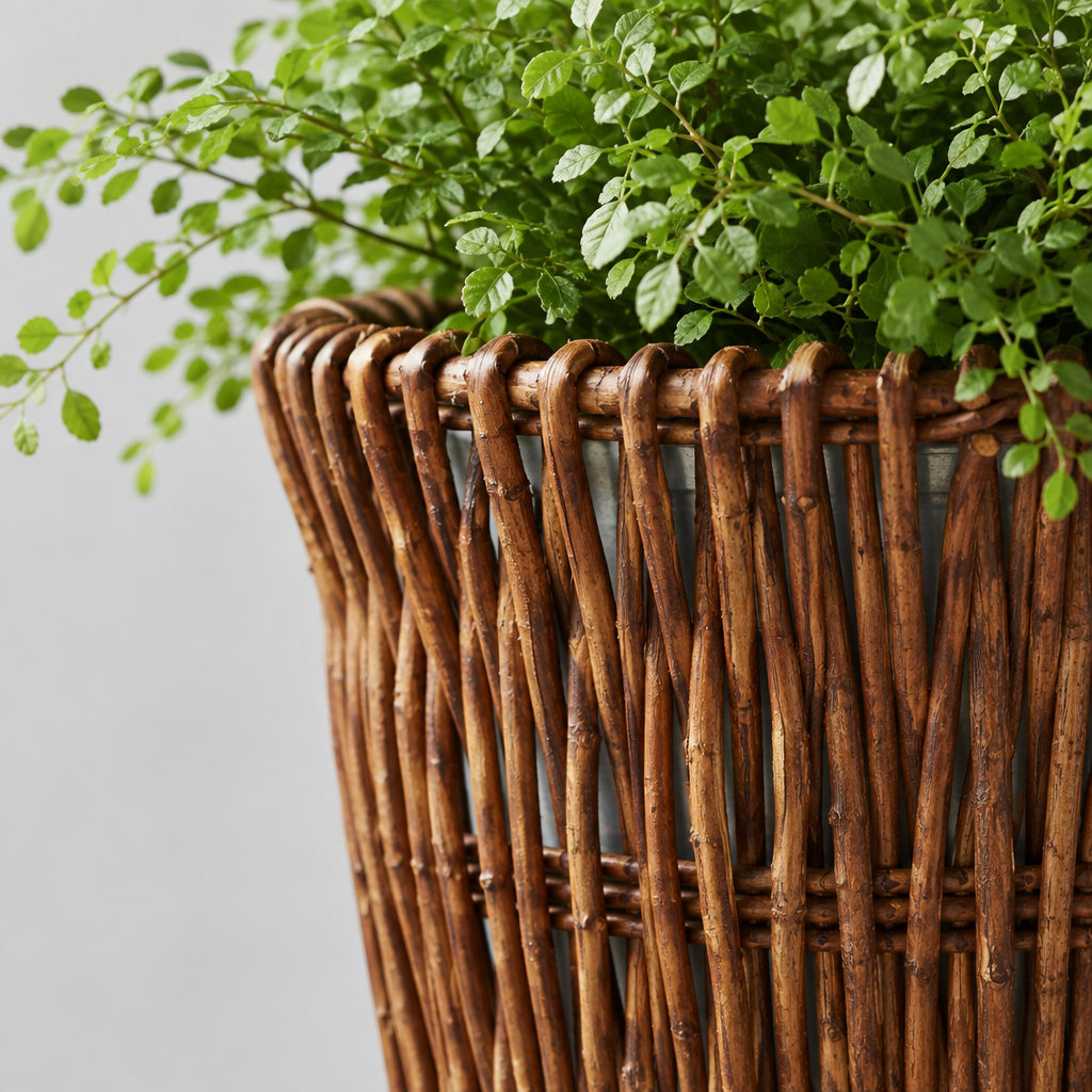 Handmade Willow Wicker Planter Basket with Liner