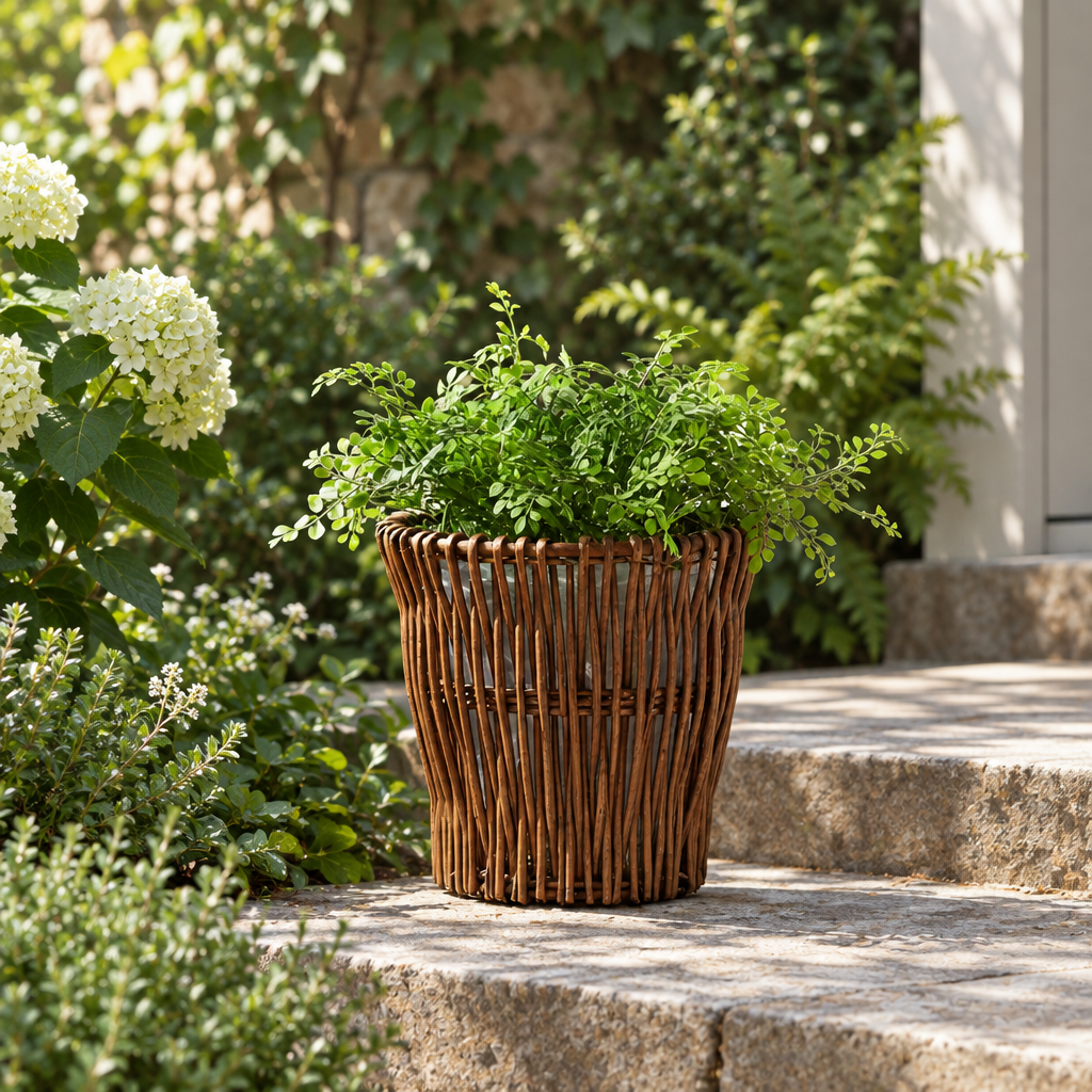 Handmade Willow Wicker Planter Basket with Liner