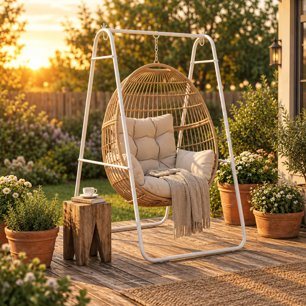 Steel A-Frame Hammock Chair Stand, 330 lb Load, White