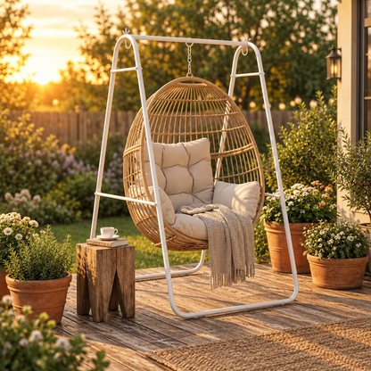 Steel A-Frame Hammock Chair Stand, 330 lb Load, White