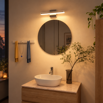 16 in LED Bathroom Vanity Light, 8W Dimmable, Chrome
