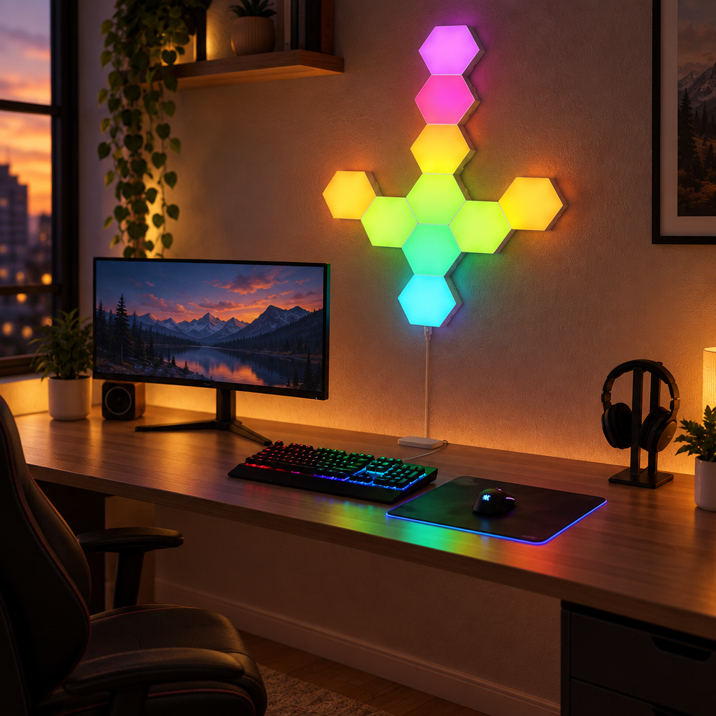 Hexagon LED Wall Panels, 10 Pack, App Controlled RGB