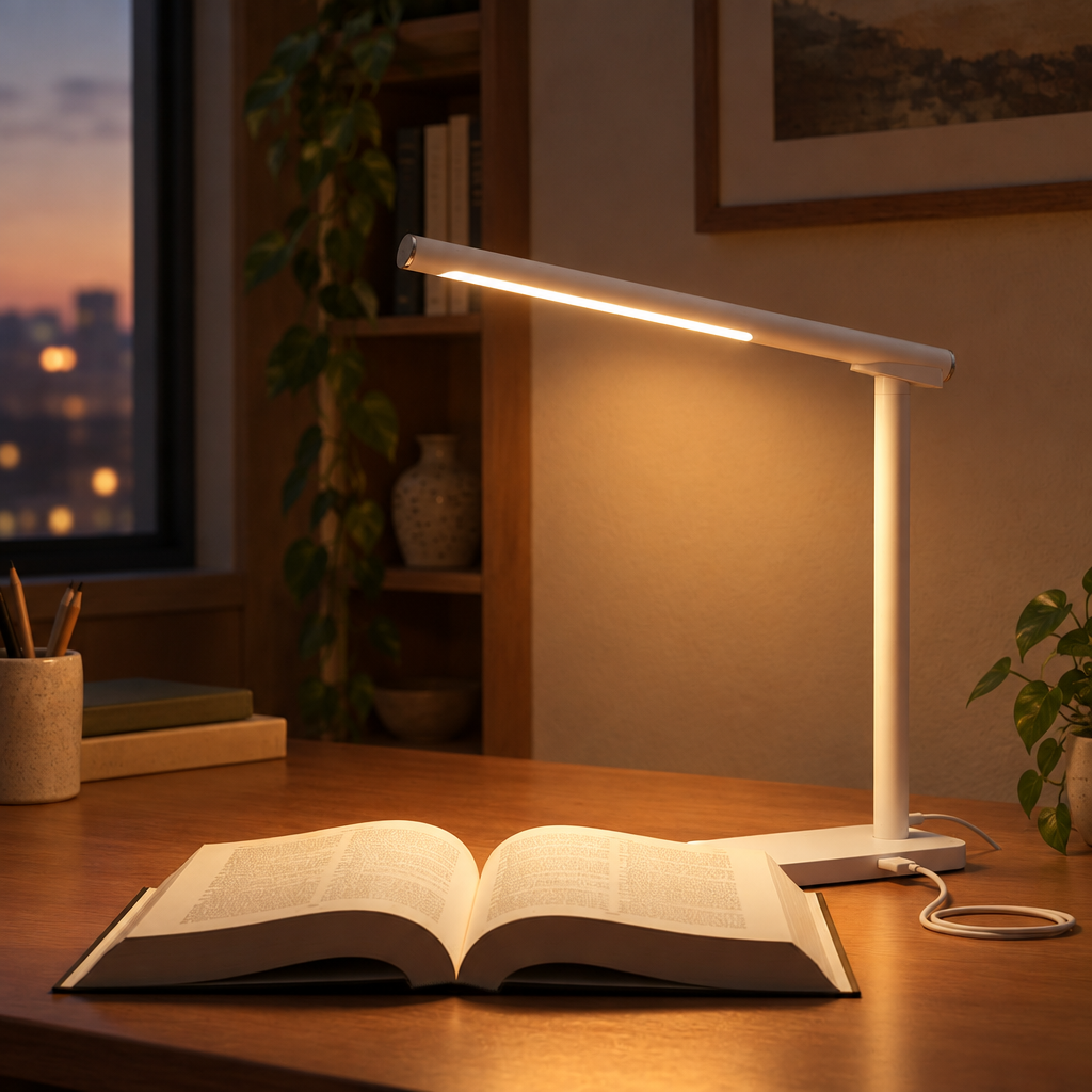 LED Desk Lamp, 5 Modes, Touch Dimming, USB Charging Port