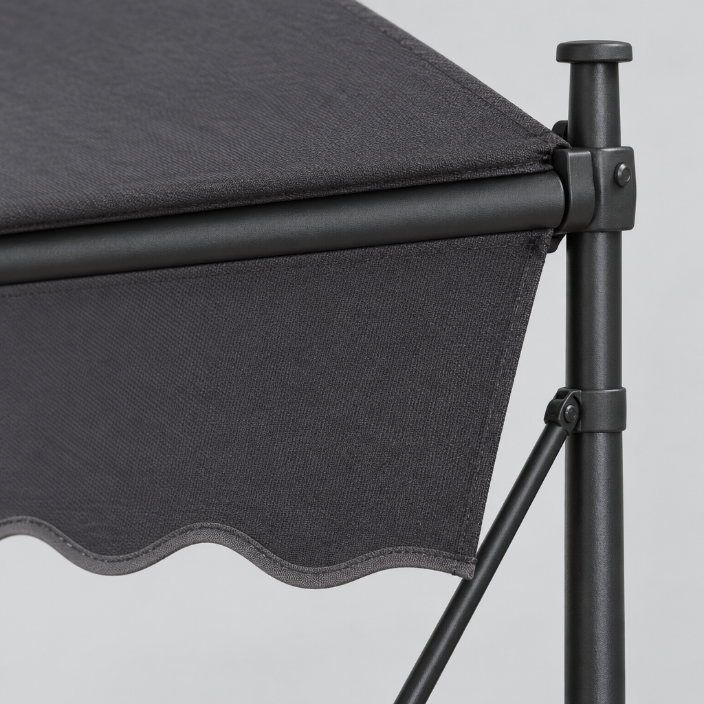 138 in Manual Retractable Patio Awning, Dark Gray